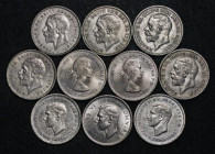 Crowns (10) 1935 (5) VF to EF, 1937 AU/UNC and lustrous, 1951 (2) A/UNC to UNC, 1960 (2) both UNC

Estimate: GBP 35 - 75