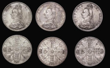 Double Florins (5) 1887 Roman 1 (2), 1887 Arabic 1 (2), 1890 VF to NEF

Estimate: GBP 200 - 240