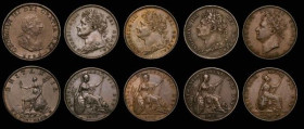 Farthings (5) 1799 A/UNC nicely toned, 1822 Obverse 1 EF, 1822 Obverse 2 VF with some edge nicks, 1825 VF, 1826 Bare Head Good Fine

Estimate: GBP 1...