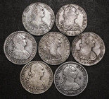 Mexico Eight Reales (6) 1772 Mo FM VG/About Fine with EW engraved in the obverse fields, 1782 Mo FF Fine/Good Fine, 1796 Mo FM (2) Near Fine and Fine,...