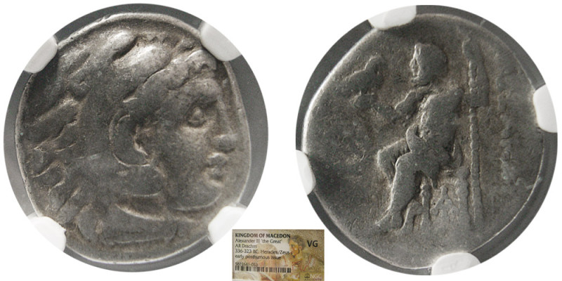 KINGS of MACEDON. Alexander III. 336-323 BC. AR drachm. NGC VG. Early posthumous...