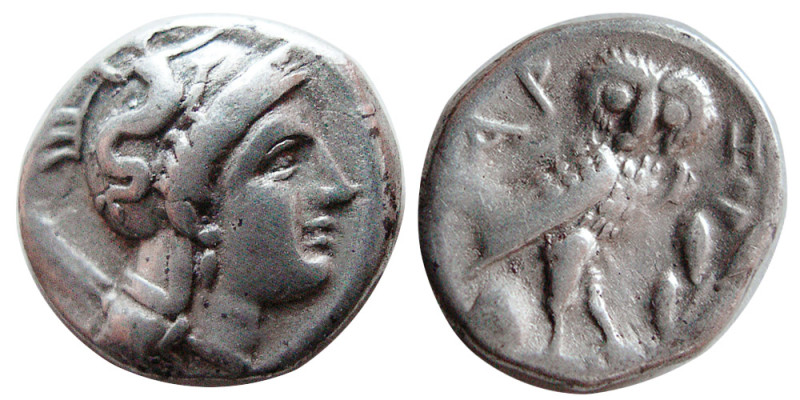 CALABRIA, Tarentum. Circa 302-280 BC. AR Drachm (3.14 gm; 16 mm). Head of Athena...