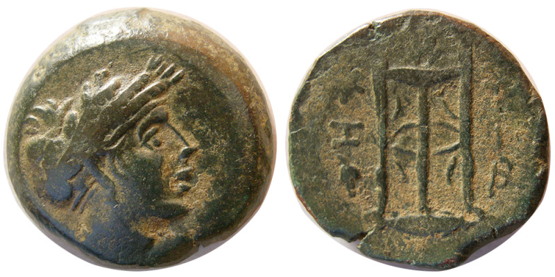 MYSIA. Kyzikos. Circa 300-200 BC. Æ (17.14 gm; 25 mm). Head of Tete / Tripod. SN...