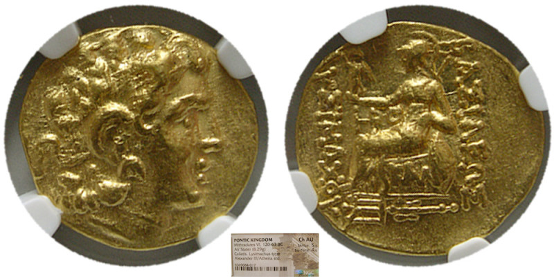 PONTIC KINGDOM, Mithradates VI, 120-63 BC. Gold Stater (8.29 gm; 19 mm). NGC-Cho...