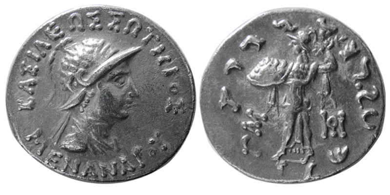 BAKTRIAN KINGS, Menander I Soter, Ca. 165/55-130 BC. AR Tetradrachm (9.66 gm; 25...