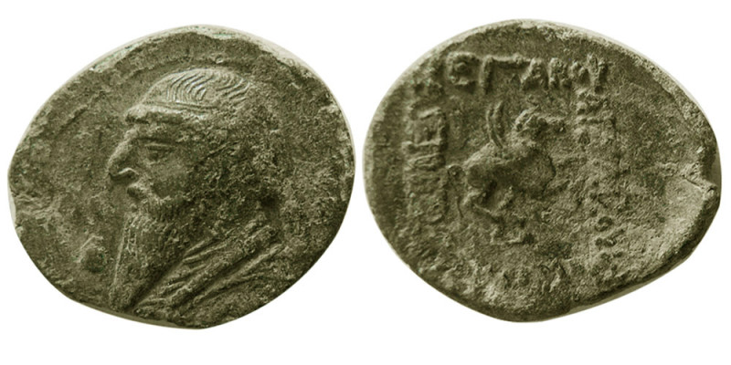 KINGS of PARTHIA. Mithradates II. 121-91 BC. Æ Dichalkon (4.35 gm; 21 mm). Rhaga...