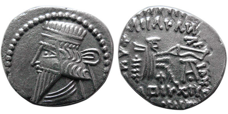 KINGS of PARTHIA. Mithradates V. Circa AD 128-147. AR Drachm (3.54 gm; 20 mm). E...