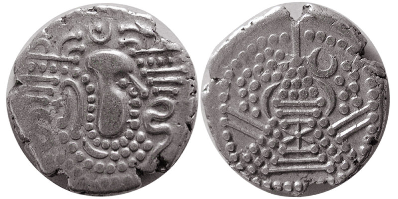 INDO-SASANIAN, Gadhiya Paisa series, circa 950-1100. AR drachm (3.38 gm; 18 mm)....