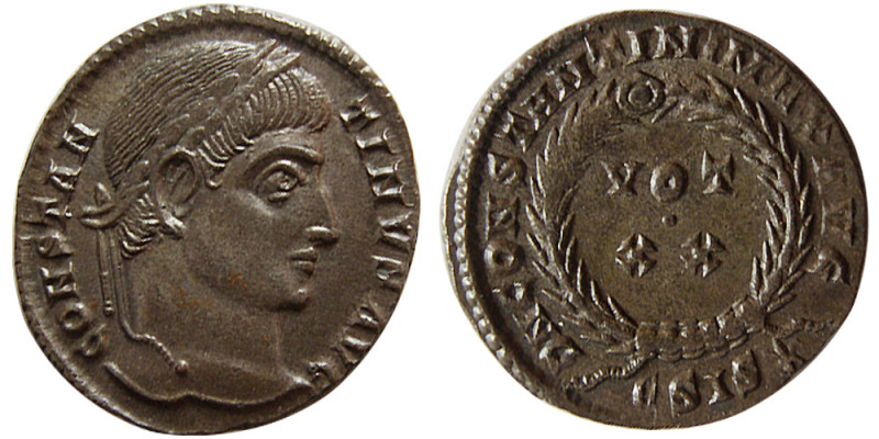 ROMAN EMPIRE. Constantine I, 306-337 AD. Æ Follis (2.60 gm; 18 mm). Siscia, AD. ...