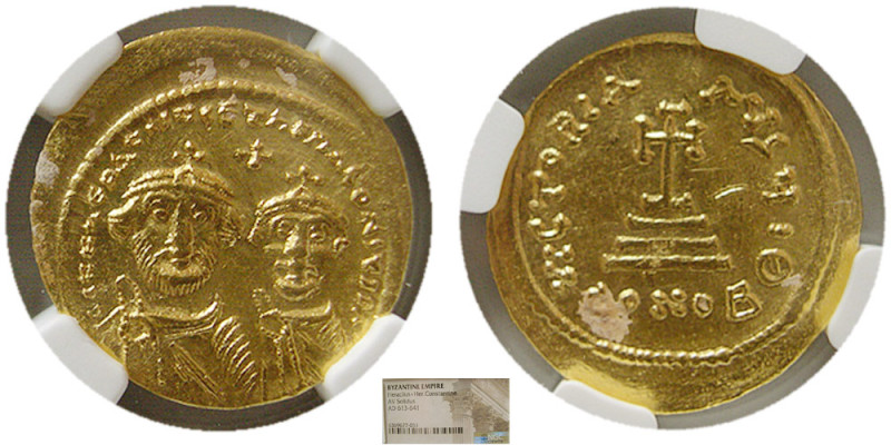 BYZANTINE EMPIRE. Hercalius and Heraclius Constantine. 613-641 AD. Gold Solidus....