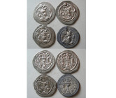 Group Lot of 4 Sasanian Kings, Peruz. Silver drachms.