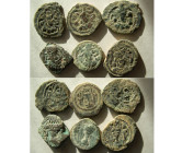 Group Lot of 6 Sasanian Kings Bronze coins. Different rulers.