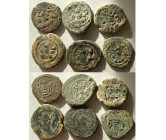 Group Lot of 6 Sasanian Kings Bronze coins. Different rulers.