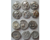 Group Lot of 6 Baktrian Kings, Eukratides I. Silver Obols.