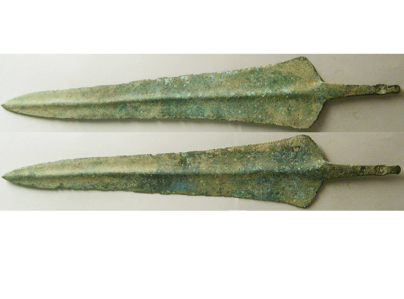 LURISTAN, Circa 2000-1000 BC. Early Long Bronze Spearhead (380 mm x 70 mm). Beau...