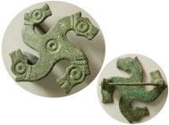 ROMAN EMPIRE; Ca. 3rd. Century AD. Bronze Swastika shaped Fibula.