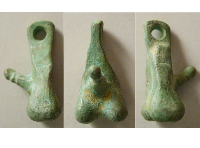 ROMAN EMPIRE; Ca. 2nd-3rd. Century AD. Bronze Phallic Pendent (10.96 gm; 30mm x ...