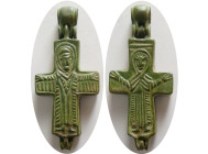 BYZANTINE EMPIRE. Ca. 10th Century AD. Bronze Reliquary Cross.