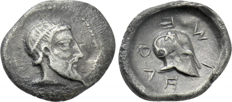 SICILY. Himera. Litra (Circa 470-450 BC).

Obv: Bearded male head right, weari...