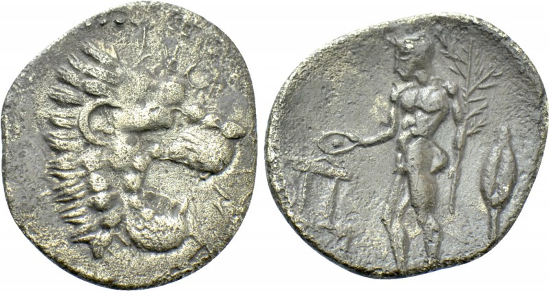 SICILY. Leontinoi. Litra (Circa 455-430 BC). 

Obv: LΕΟΝ. 
Roaring head of li...