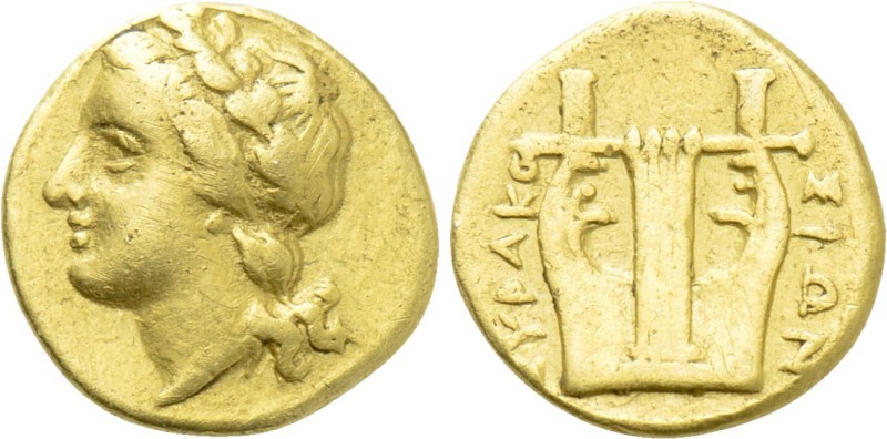 SICILY. Syracuse. Agathokles (317-289 BC). EL 25 Litrai or 1/4 Stater. 

Obv: ...