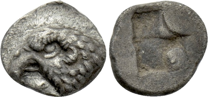 AEOLIS. Kyme. Hemiobol (Circa 480-450 BC). 

Obv: Head of eagle left.
Rev: Qu...