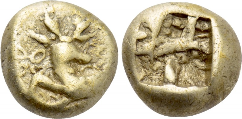 IONIA. Ephesos. Phanes (Circa 625-600 BC). EL Hekte. 

Obv: Forepart of stag l...