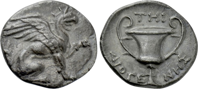 IONIA. Teos. Hemidrachm (Circa 370-340 BC). Diogenes, magistrate.

Obv: Griffi...