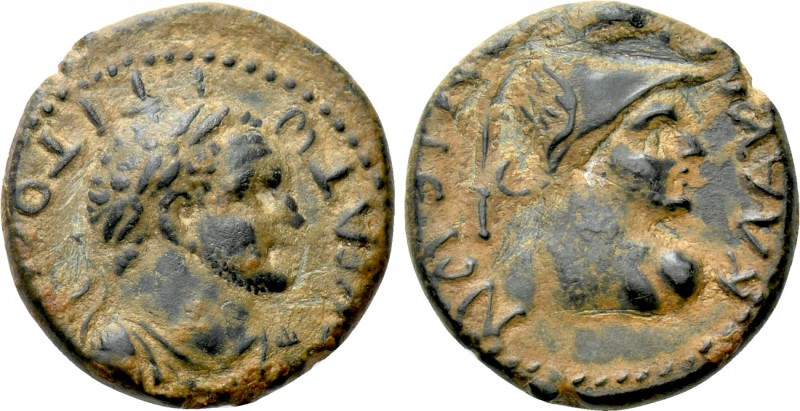 LYCAONIA. Iconium (as Claudiconium). Titus (Caesar, 69-79). Ae. 

Obv: AYTOKPA...