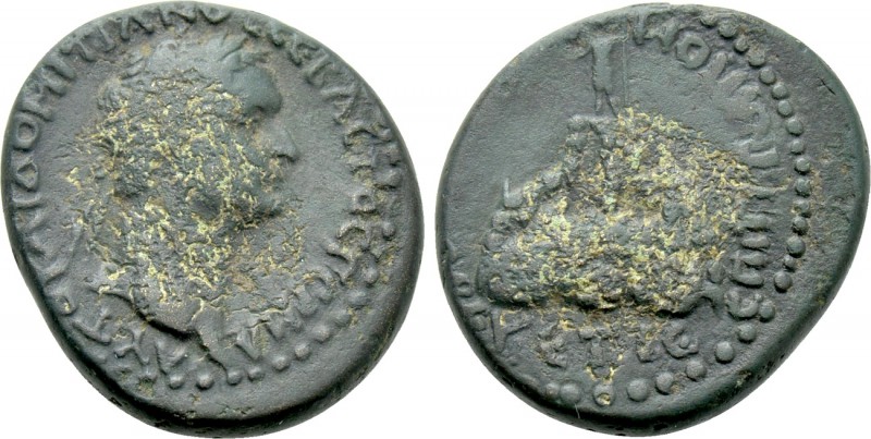CAPPADOCIA. Caesarea. Domitian (81-96). Ae. T. Pomponius Bassus, presbeutes. Dat...