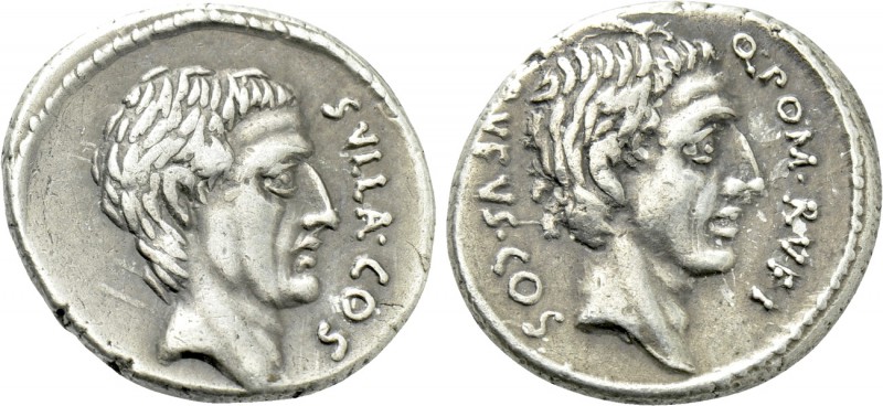 Q. POMPEIUS RUFUS. Denarius (54 BC). Rome.

Obv: Q POM RVFI / RVFVS COS.
Bare...