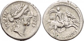 A. LICINIUS NERVA. Denarius (47 BC). Rome.