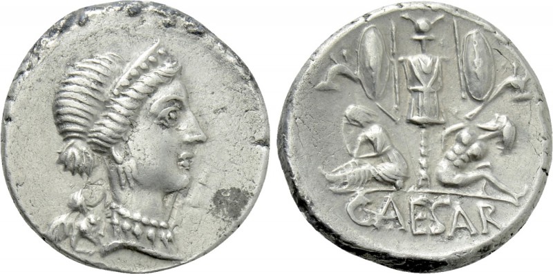 JULIUS CAESAR. Denarius (46-45 BC). Military mint traveling with Caesar in Spain...