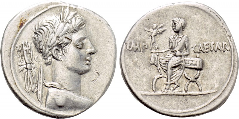 AUGUSTUS (27 BC-14 AD). Denarius. Uncertain Italian mint, possibly Rome. 

Obv...