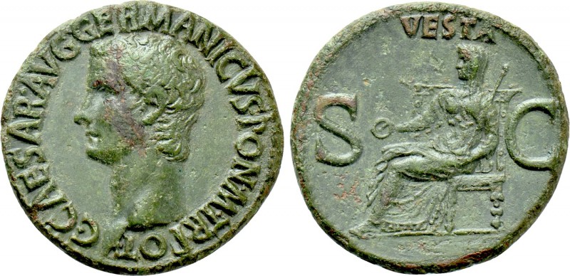 CALIGULA (37-41). As. Rome. 

Obv: C CAESAR AVG GERMANICVS PON M TR POT. 
Bar...