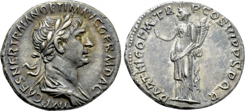 TRAJAN (98-117). Denarius. Rome. 

Obv: IMP CAES NER TRAIAN OPTIM AVG GERM DAC...