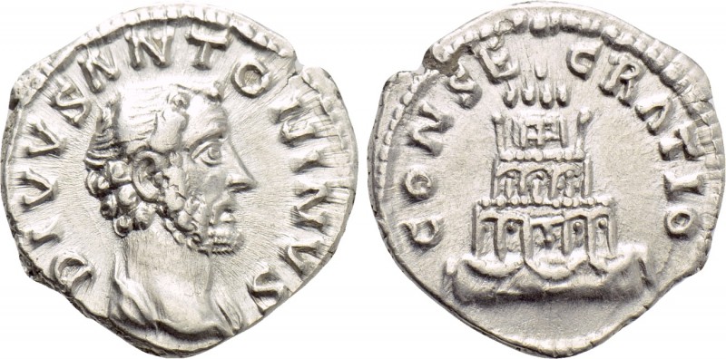 DIVUS ANTONINUS PIUS (Died 161). Denarius. Rome. Struck under Marcus Aurelius. ...