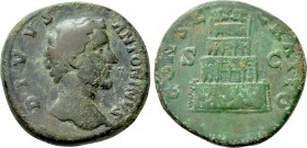 DIVUS ANTONINUS PIUS (Died 161). Sestertius. Rome. Struck under Marcus Aurelius.