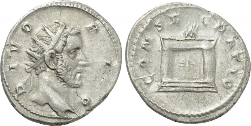 DIVUS ANTONINUS PIUS (Died 161). Antoninianus. Rome. 

Obv: DIVO PIO. 
Radiat...