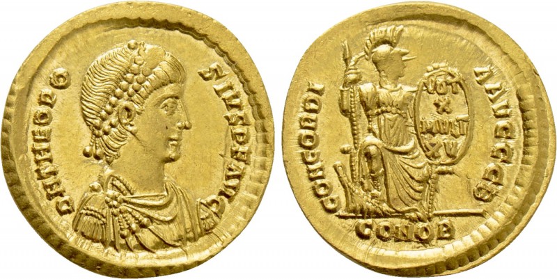THEODOSIUS I (379-395). GOLD Solidus. Constantinople. 

Obv: D N THEODOSIVS P ...
