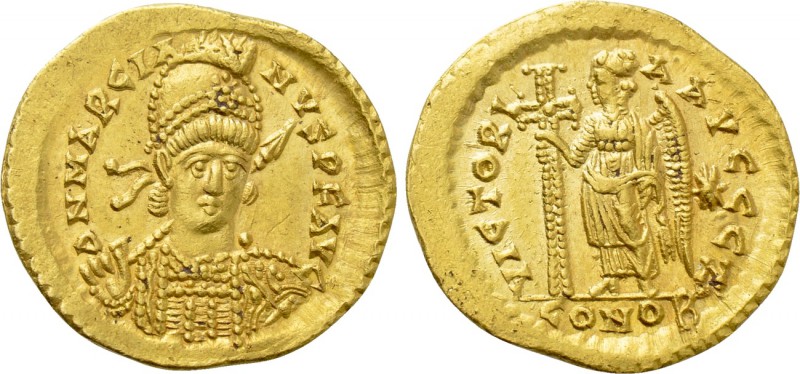 MARCIAN (450-457). GOLD Solidus. Constantinople. 

Obv: D N MARCIANVS P F AVG....
