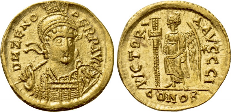 ZENO (Second reign, 476-491). GOLD Solidus. Constantinople. 

Obv: D И ZENO PE...