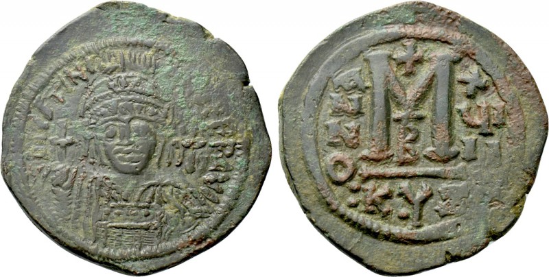 JUSTINIAN I (527-565). Follis. Cyzicus. Dated RY 18 (554/5). 

Obv: D N IVSTIN...