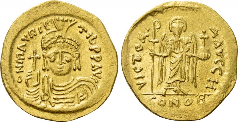 MAURICE TIBERIUS (582-602). GOLD Solidus. Constantinople. 

Obv: O N MAVRC TIЬ...