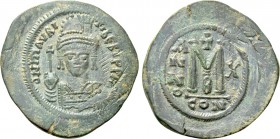 MAURICE TIBERIUS (582-602). Follis. Constantinople. Dated RY 10 (591/2).