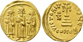 HERACLIUS, HERACLIUS CONSTANTINE and HERACLONAS (610-641). GOLD Solidus. Constantinople.