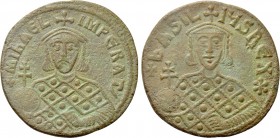 MICHAEL III 'THE DRUNKARD' with BASIL I (842-867). Follis. Constantinople.