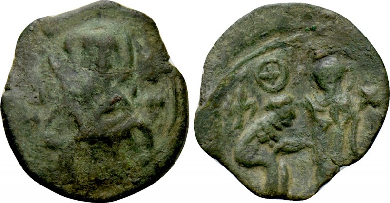 JOHN V PALAEOLOGUS (1341-1391). Trachy. Thessalonica. 

Obv: Facing bust of St...