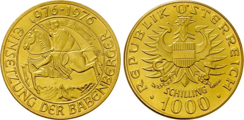 AUSTRIA. GOLD 1000 Schilling (1976). Wien (Vienna). Commemorating the 1000th Ann...