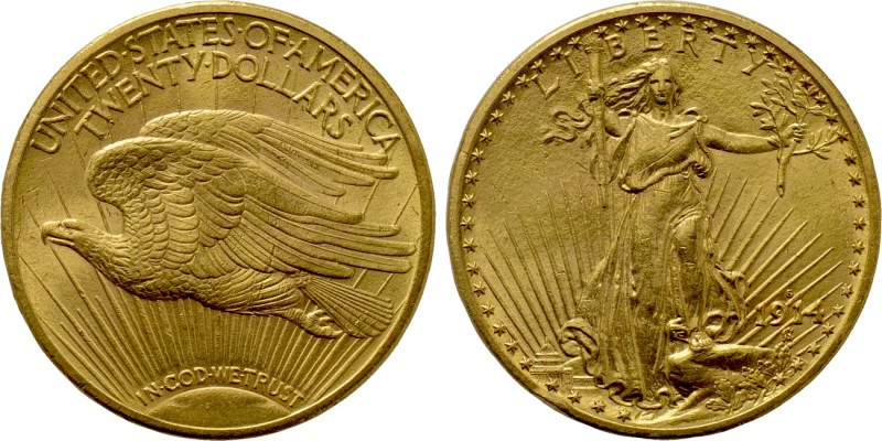 UNITED STATES. GOLD Double Eagle or 20 Dollars (1914-S). San Francisco. 

Obv:...